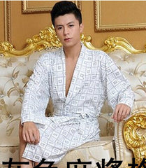 Thin Long Sleeve Plaid Bath Robe
